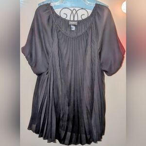 Lane Bryant Black Pleated Tunic Top